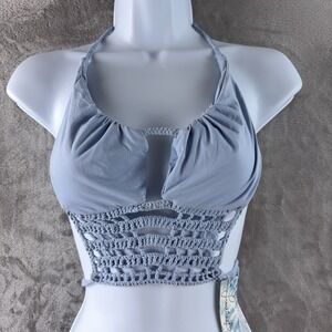 Frankies Bikinis Mimi Bikini‎ Top Womens Size Small Cloud Blue Crochet Halter